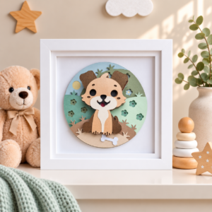 Woodland Puppy Personalised Keepsake Frame