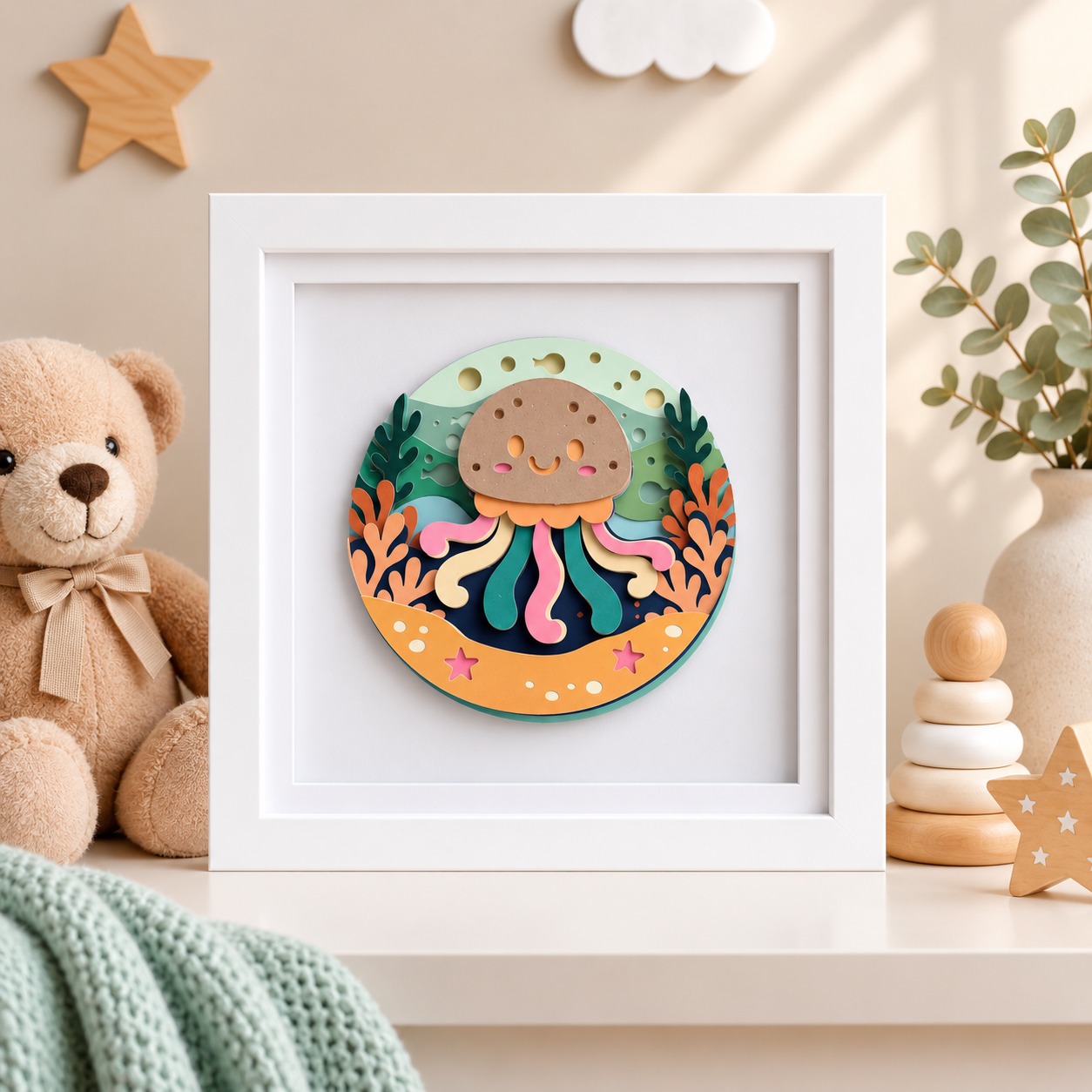 Little Octopus 3D Nursery Frame